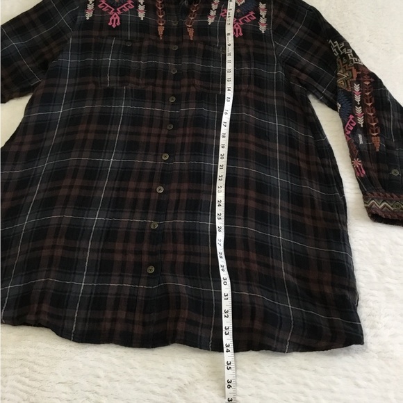 Johnny Was Yadani Shirt Tunic Button Plaid Flannel Fall Smock Top Boho XXL - Picture 4 of 9